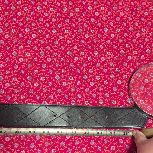 Vintage Sostanza Belt Buckle Pig Suede Gold Tone Twisted Rope Black Quilted 80’s - Picture 10 of 10